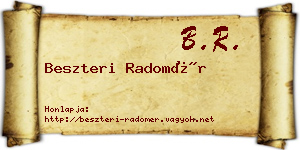 Beszteri Radomér névjegykártya